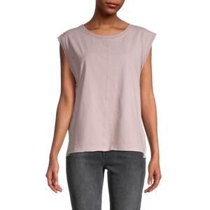 Free People Kasee Boxy Distressed Muscle Tee Mauve Cotton Sleeveless Womens‎ L